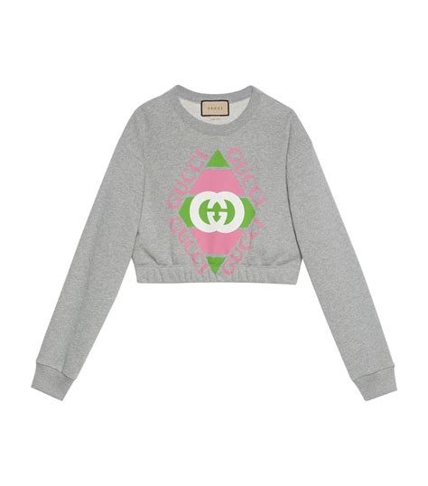 cotton sweatshirt with gucci logo buy|gucci cropped sweatshirt.